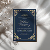 Antique Vintage Baroque Navy Blue Walima Ceremony