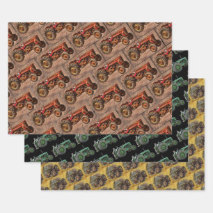 Antique Vintage Farm Tractors Wrapping Paper Sheet