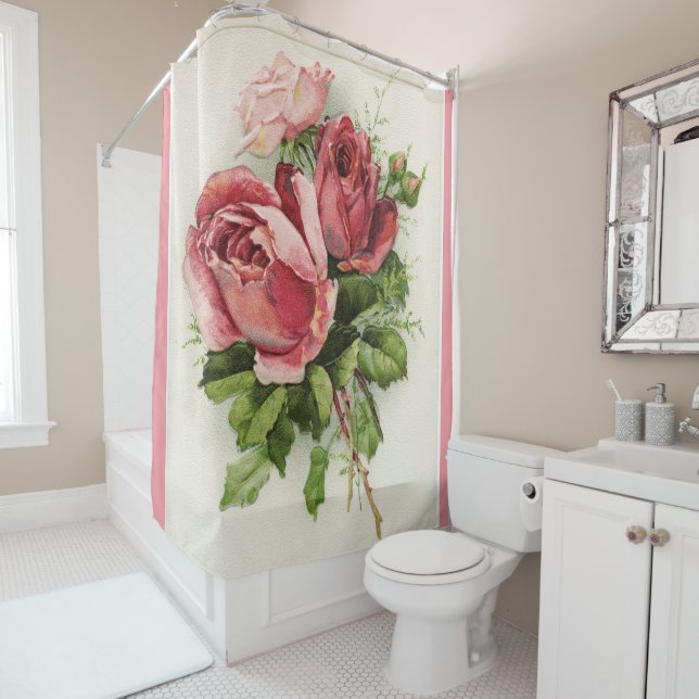 Antique Vintage Floral Roses Shower Curtain (In Situ)