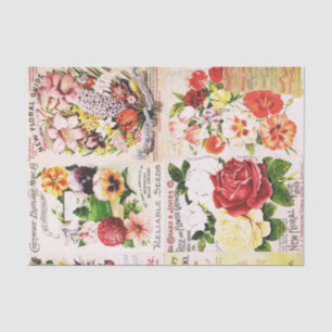 Antique Vintage Flower Seed Catalogue Tissue Paper