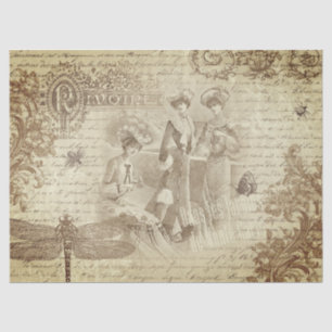 Antique Vintage French Fashion Ephemera  Tissue Paper