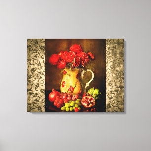 Antique Vintage Fruit and Flower Canvas Print