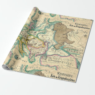 Antique Vintage German Map of Europe Wrapping Paper
