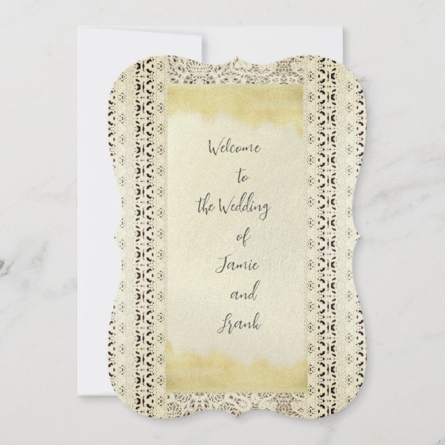 Antique Vintage Gold Wedding invitation  (Front)