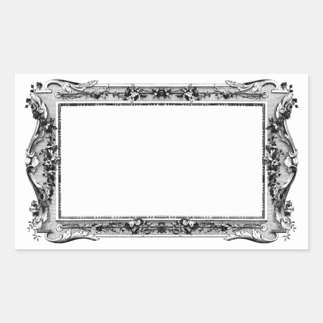 Antique Vintage Intricate Etching Frame Rectangular Sticker (Front)