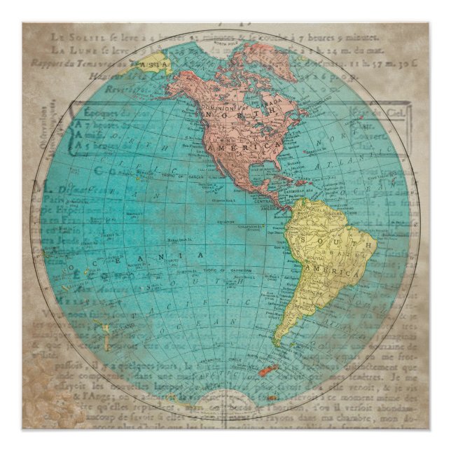 Antique Vintage Map Poster (Front)