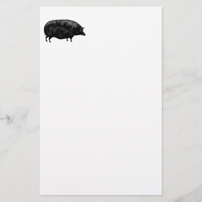 Antique Vintage Pig Stationery (Front)