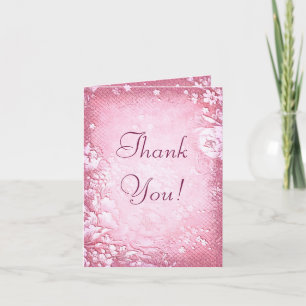 Antique Vintage Pink Floral Wedding Thank You Card