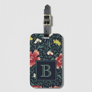 Antique Vintage Pretty Floral Monogram Luggage Tag