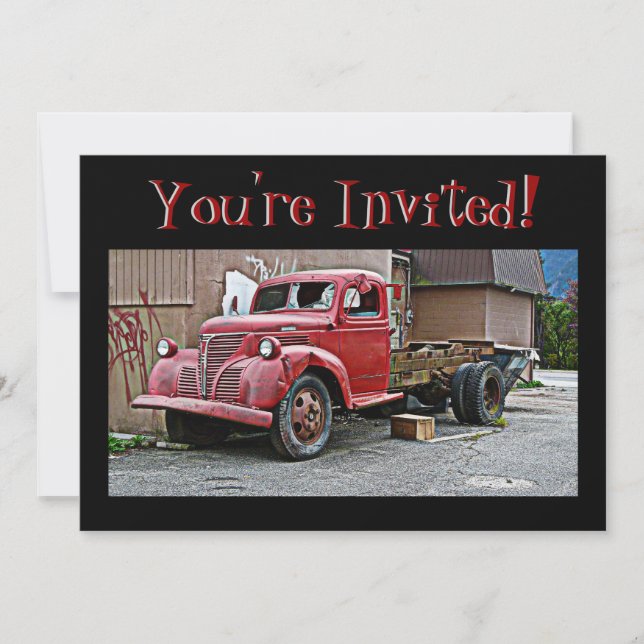 Antique Vintage Red Truck  You're Invited! Invitation (Front)