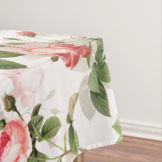 Antique Vintage Redouté Roses Pattern pink Tablecloth