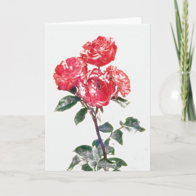 Antique Vintage Style Roses Art Note Card (Front)