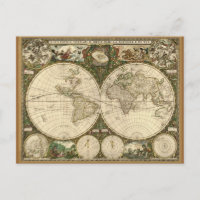 Antique Vintage World Map Postcards