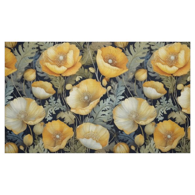 Antique vintage yellow poppies fabric (Fat Quarter)