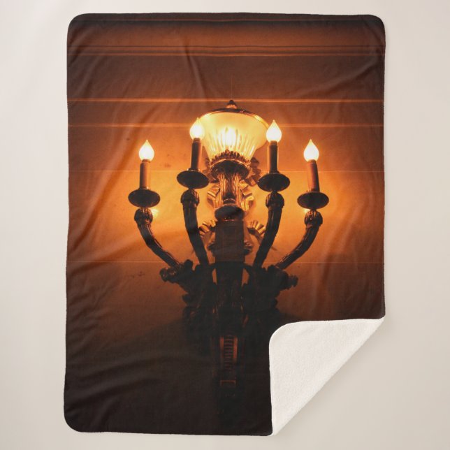 Antique Wall Light  Sherpa Blanket (Front)