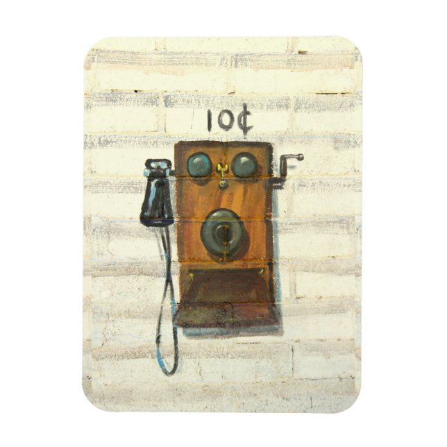 antique wall phone photo magnet (Vertical)