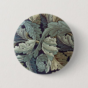 Antique wallpaper leaves 6 cm round badge