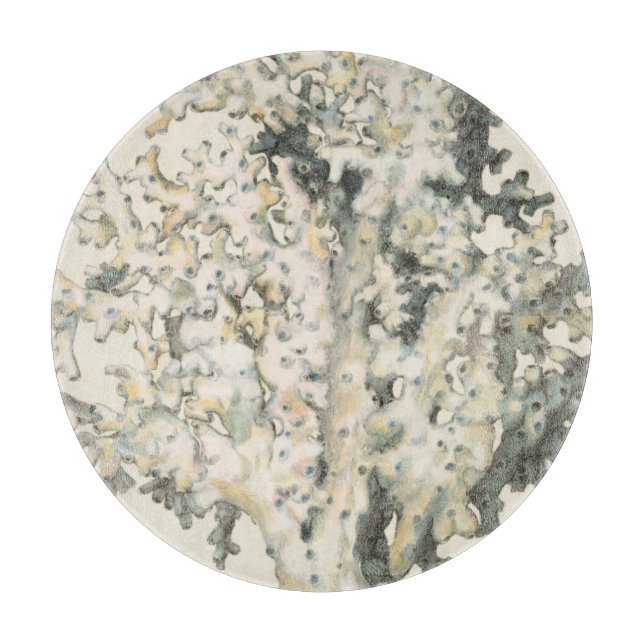 Antique Watercolor Coral Cutting Board (Front)