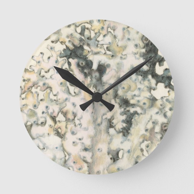 Antique Watercolor Coral Round Clock (Front)