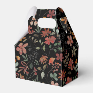 Antique Watercolor Print Floral on Navy Favour Box