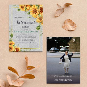 Antique Watercolor Sunflower Retirement Party Idea Invitation