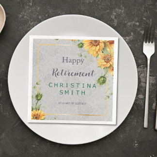 Antique Watercolor Sunflower Retirement Party Idea Napkin