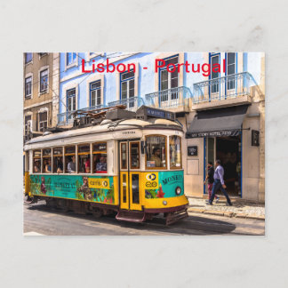 Antique way of transportation in Lisbon. Postcard