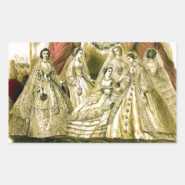 Antique Wedding Bridal Rectangular Sticker (Front)
