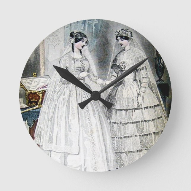 Antique Wedding Dresses Round Clock (Front)