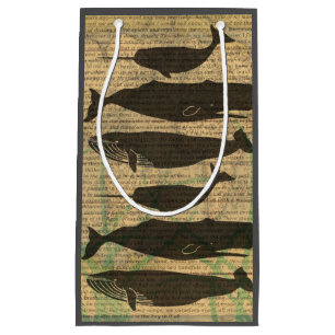 Antique Whale Nautical Vintage Ocean Sea Life Small Gift Bag