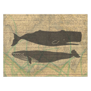 Antique Whale Nautical Vintage Ocean Sea Life Tablecloth