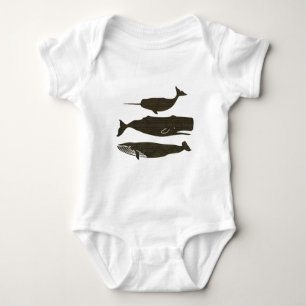  Antique Whale Nautical: Vintage Sea Life  Baby Bodysuit
