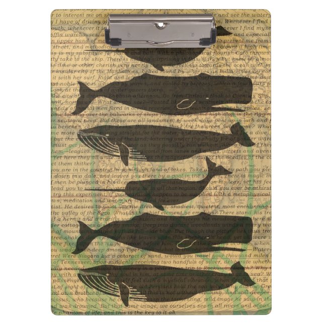  Antique Whale Nautical: Vintage Sea Life  Clipboard (Front)