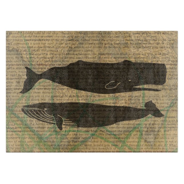  Antique Whale Nautical: Vintage Sea Life  Cutting Board (Front)