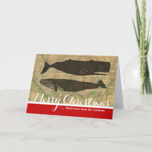  Antique Whale Nautical: Vintage Sea Life  Holiday Card