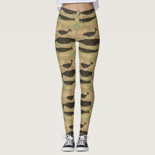 Antique Whale Nautical: Vintage Sea Life  Leggings