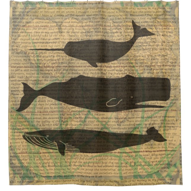  Antique Whale Nautical: Vintage Sea Life  Shower Curtain (Front)