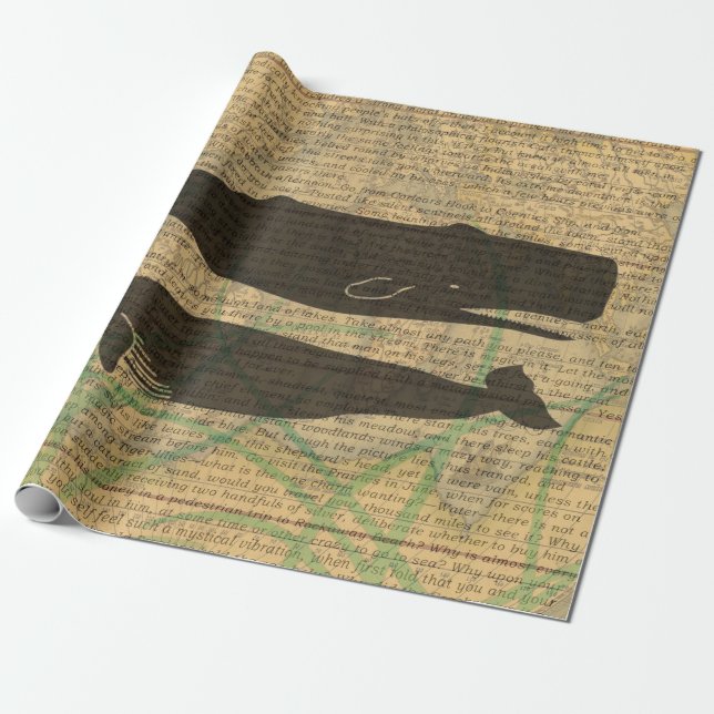  Antique Whale Nautical: Vintage Sea Life  Wrapping Paper (Unrolled)