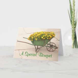 Antique Wheelbarrow Marigolds Thinking of You Card
