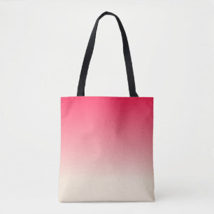Antique White and American Rose Ombre Tote Bag