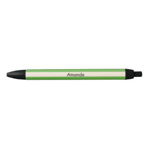 Antique White and Apple Green Stripes Black Ink Pen