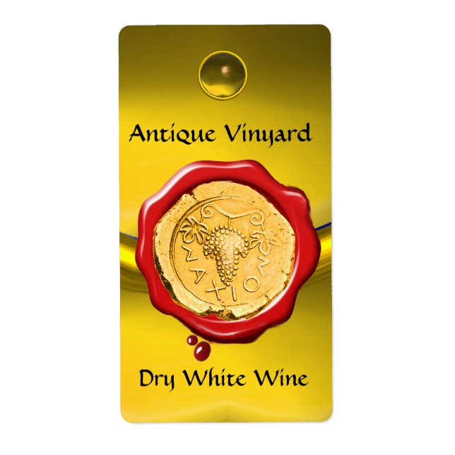 ANTIQUE WHITE GRAPE WINE RED WAX SEAL (Front)