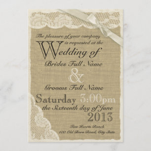 Antique White Lace Country Wedding Invitation