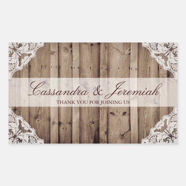 Antique White Lace Wedding Water Bottle Sticker (Front)