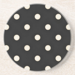 Antique White Polka Dots on Black Distressed Coaster