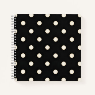 Antique White Polka Dots on Black Notebook