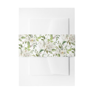 Antique White Rose Invitation Belly Band