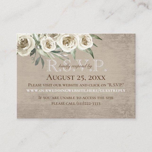 Antique White Roses Online Response Card (Front)
