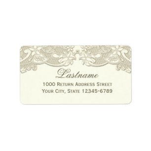 Antique White Vintage Floral Lace Design Label