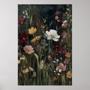 Antique Wildflowers Print, Art Spring Flowers Poster